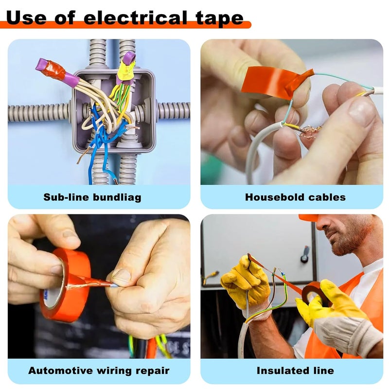 Romeda 9 Pack Electrical Tapes, Electrical Tape Water, Sun, and Oil Resistant, Electrical Tape is Suitable for Most Domestic, Commercial, and Industrial environments - Orange - Image 4